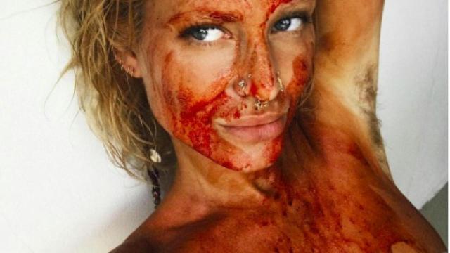 Parte de la imagen que la bloguera subió a su red social