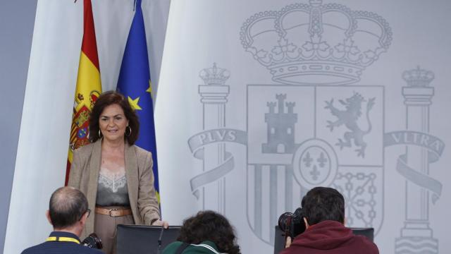 Carmen Calvo, en la rueda de prensa posterior al Consejo de Ministros de este viernes.