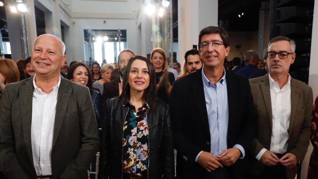 Juan José Imbroda, Inés Arrimadas, Juan Marín y José Manuel Villegas, de Cs, en Málaga.