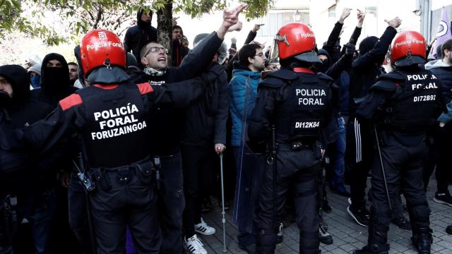 Imagen de los manifestantes en Alsasua este domingo.