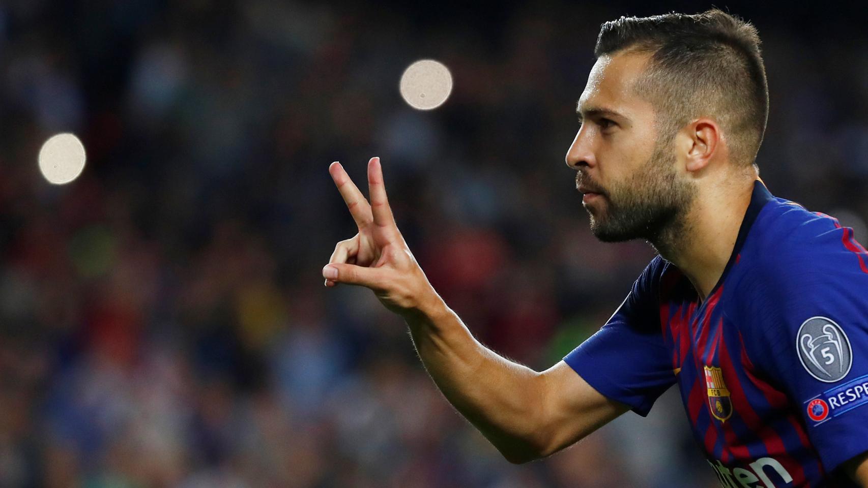 Jordi Alba, en un partido de la Champions con el Barça