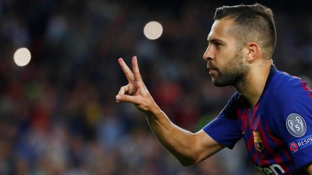 Jordi Alba, en el partido ante el Inter de la pasada jornada de Champions.