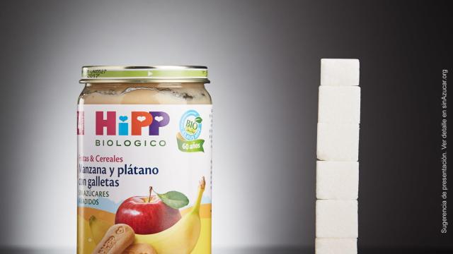Un potito de frutas contiene como éste es equivalente a 6,8 terrones de azúcar, según la web Sinazucar.org.