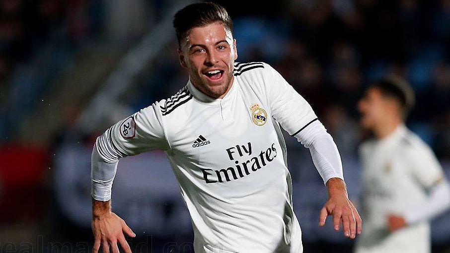 Franchu, tras anotar su gol ante el Burgos