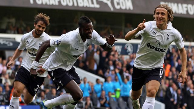 Modric celebra un gol durante su época en el Tottenham. Foto: tottenhamhotspur.com