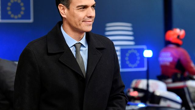 El presidente Pedro Sánchez, a su llegada a la cumbre del 'brexit'
