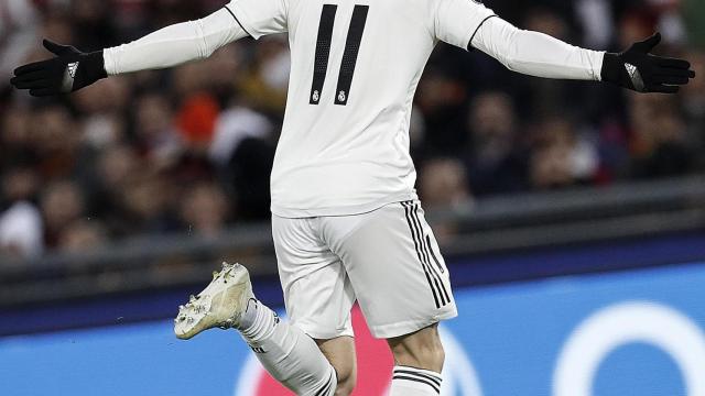 Gareth Bale celebra su gol ante la Roma