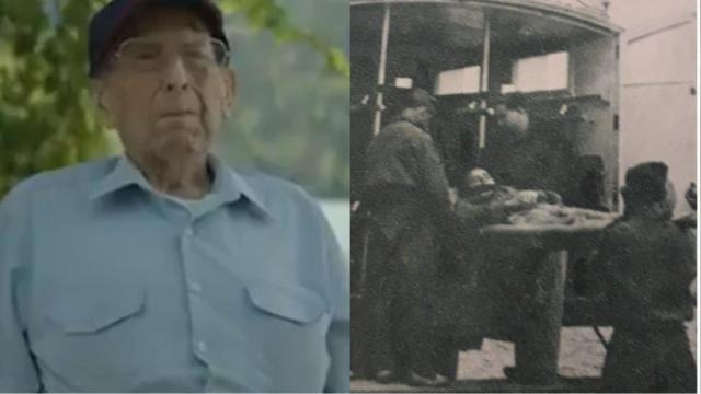 A la izquierda, Germán en el vídeo de la Constitución; a la derecha, herido en la guerra.