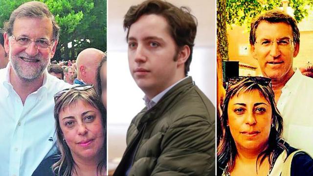 Mónica Álvarez (44 años) se fotografía con Mariano Rajoy y Feijóo en el Castillo de Soutomaior.