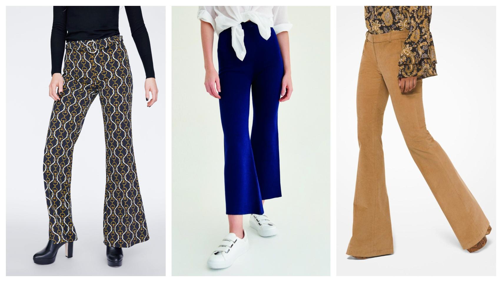 Montaje con varios pantalones de campana.