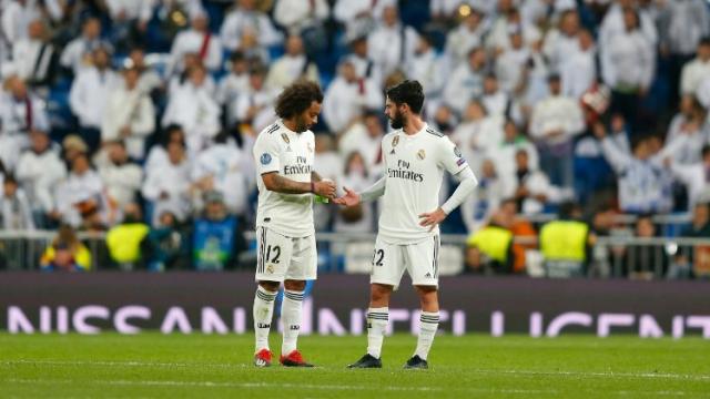 Marcelo e Isco, en el Real Madrid - CSKA de la Champion. Foto: Twitter (@elchiringuitotv)
