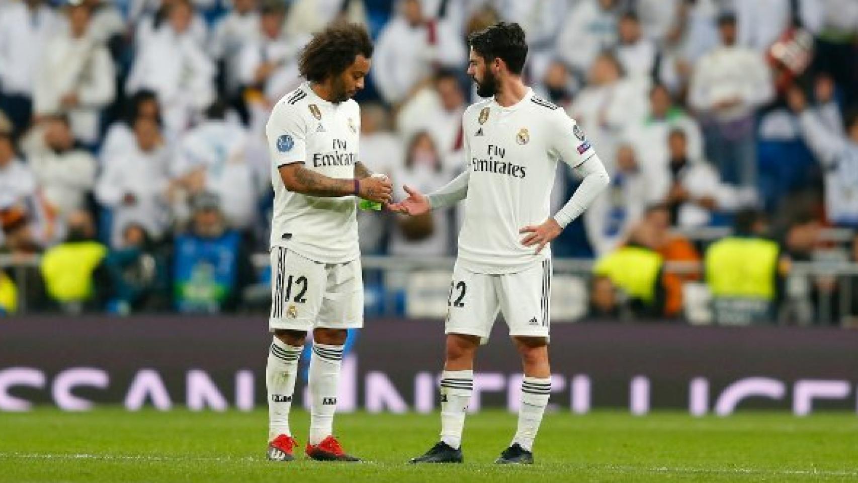 Marcelo e Isco, en el Real Madrid - CSKA de la Champion. Foto: Twitter (@elchiringuitotv)