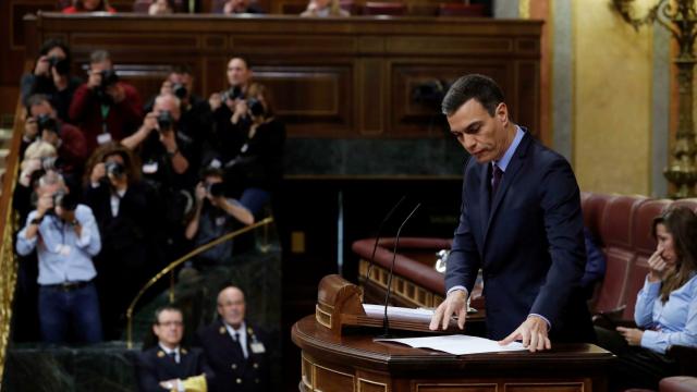 Pedro Sánchez, en la tribuna del Congreso este miércoles.