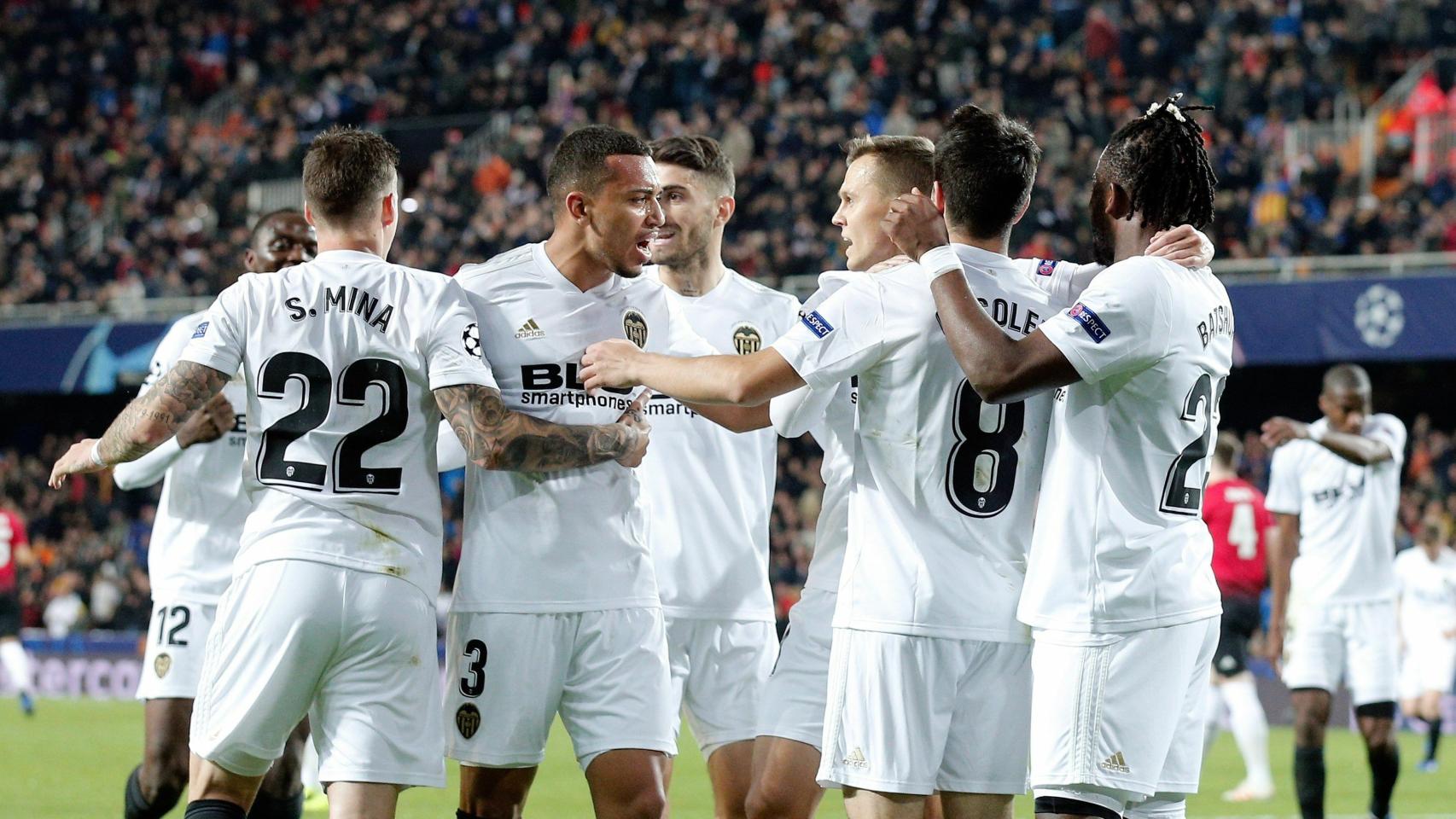 El Valencia celebrando un gol