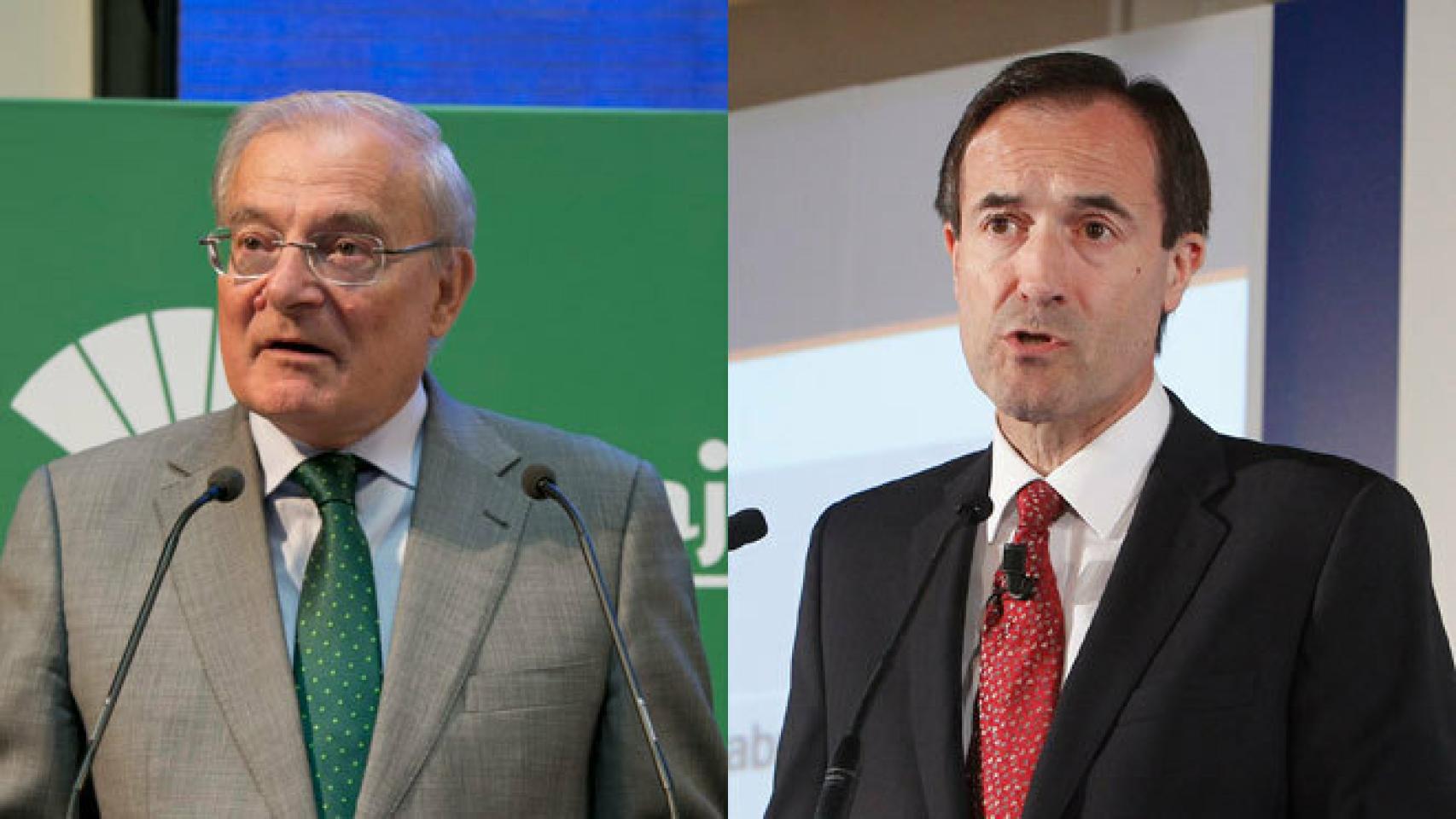 Manuel Azuaga, presidente de Unicaja y Manuel Menéndez, CEO de Liberbank.