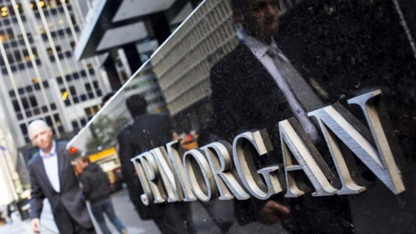Rótulo en unas oficinas de JP Morgan.