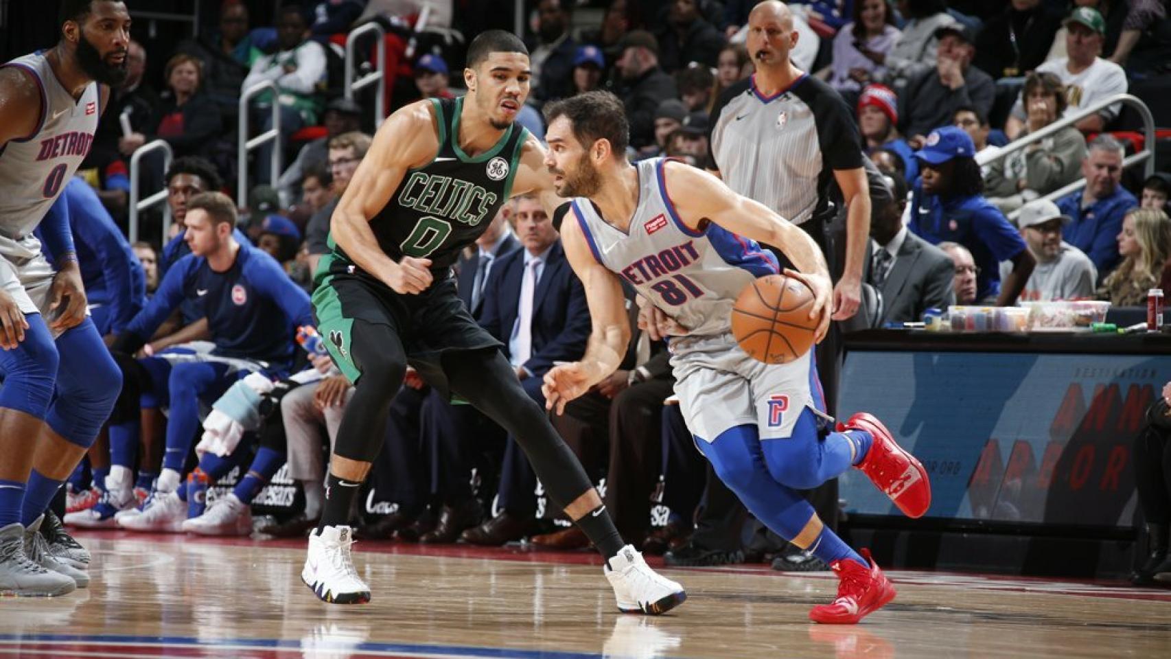 José Manuel Calderón, en el Boston Celtics - Detroit Pistons. Foto: NBA