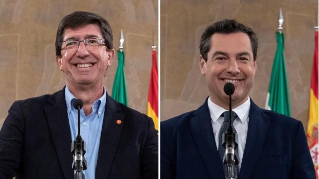 Juan Marín y Juanma Moreno, líderes de Cs y PP en Andalucía.