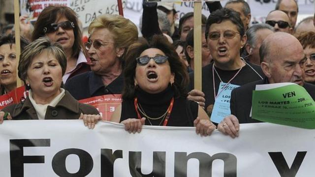 Afectados de Fórum Filatélico y Afinsa en una manifestación.