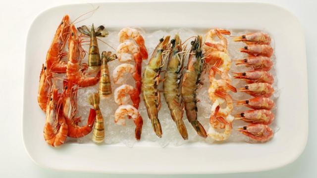 Un surtido de marisco refrigerado.