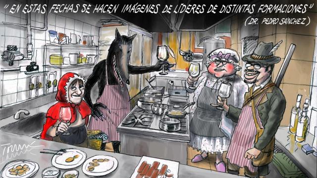 La reunión de Otegi y Mendia, líder del PSE, vista por Tomás Serrano.