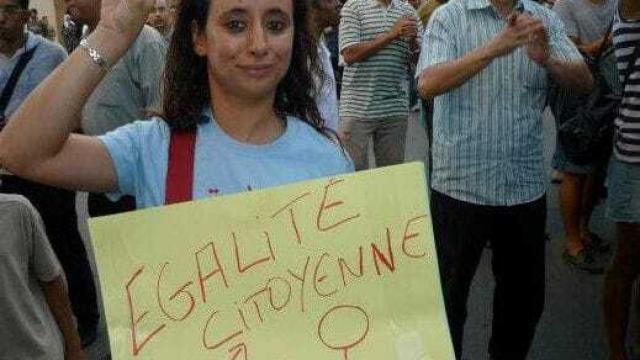 Ibtissam Lachgar durante una manifestación.