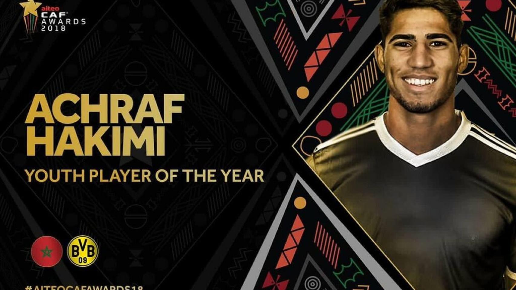 Achraf, mejor jugador joven africano del año. Foto: Twitter (@chirichampions)