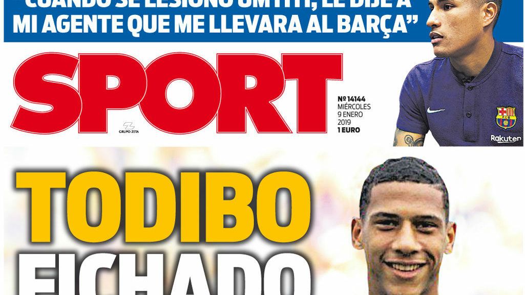 Portada del diario Sport (09/01/2019)