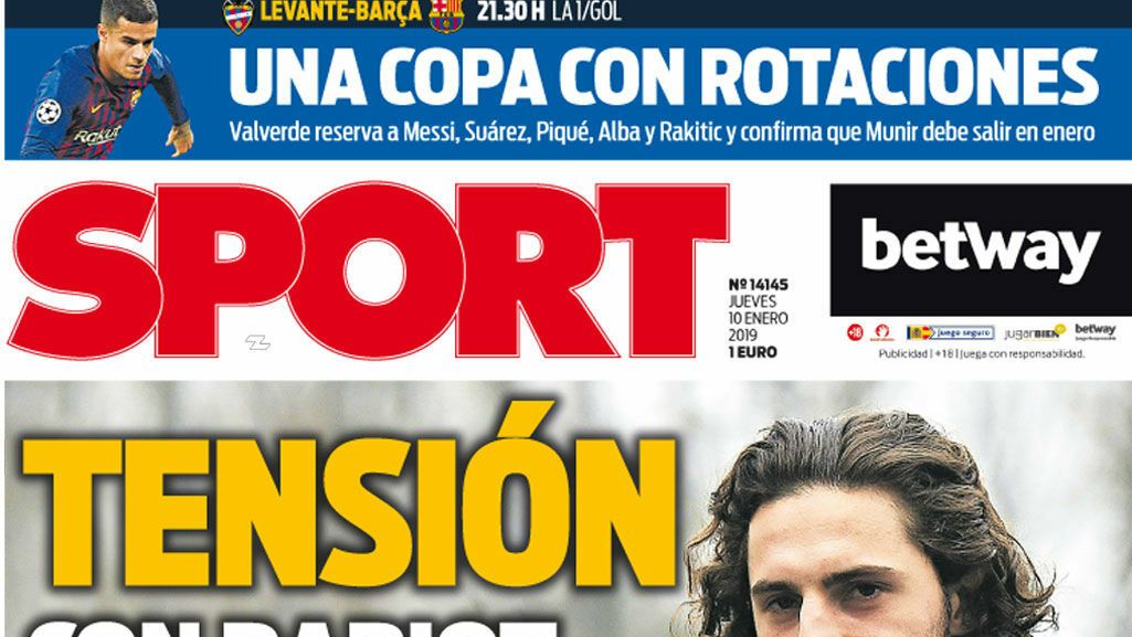 Portada del diario Sport (10/01/2019)