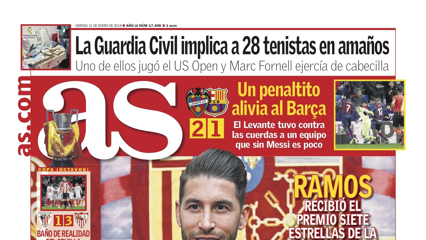 La portada del diario AS (11/01/2019)