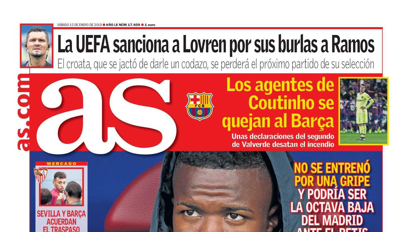 Portada del diario AS (12/01/2019)