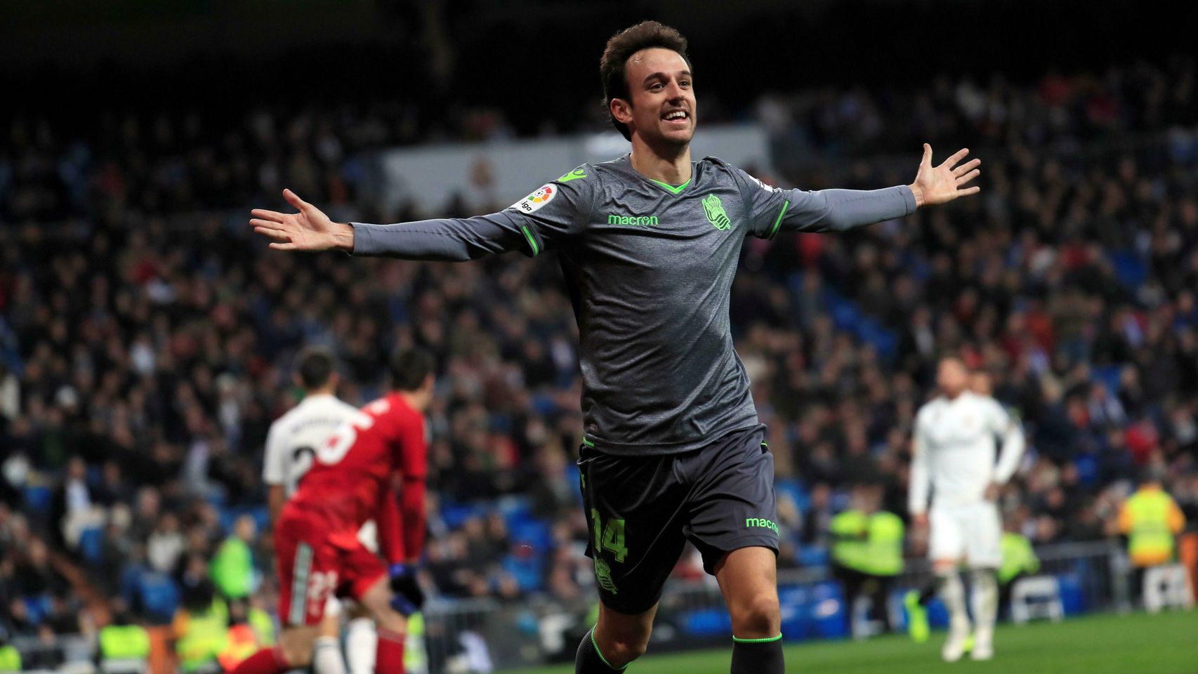 Rubén Pardo celebra su gol en el Real Madrid - Real Sociedad