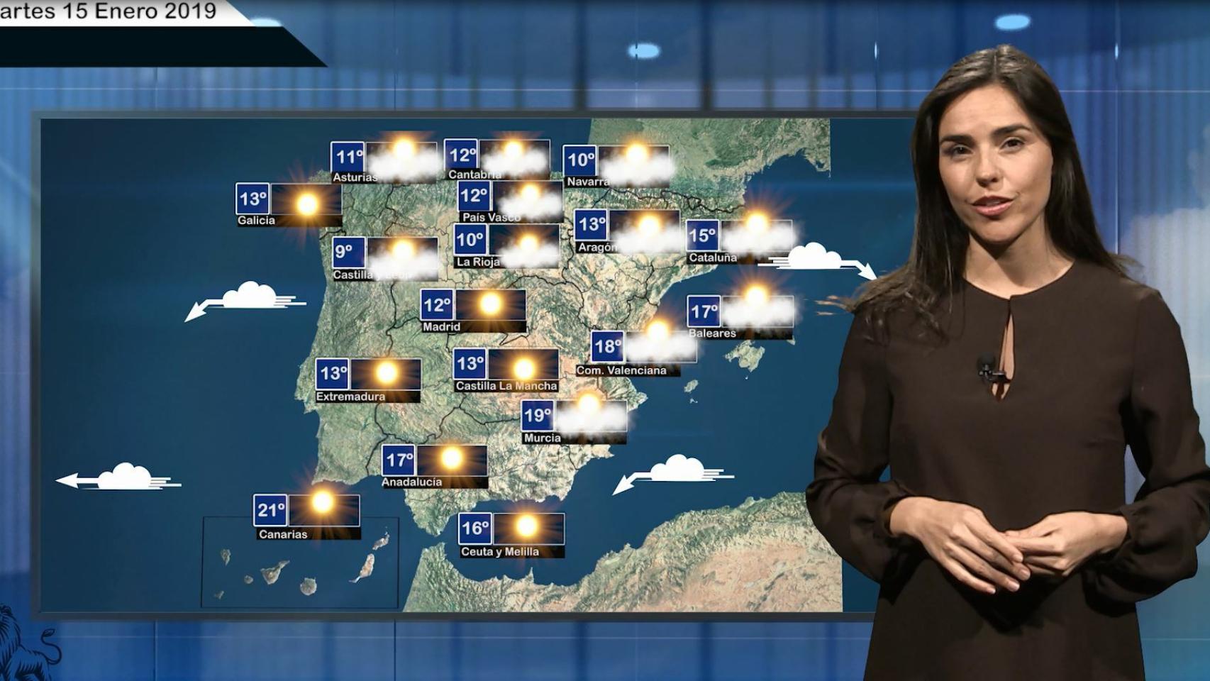 Imagen de la predicción del tiempo de EL ESPAÑOL.