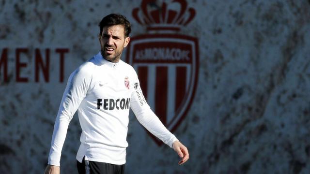 Cesc Fàbregas entrenando con el Mónaco