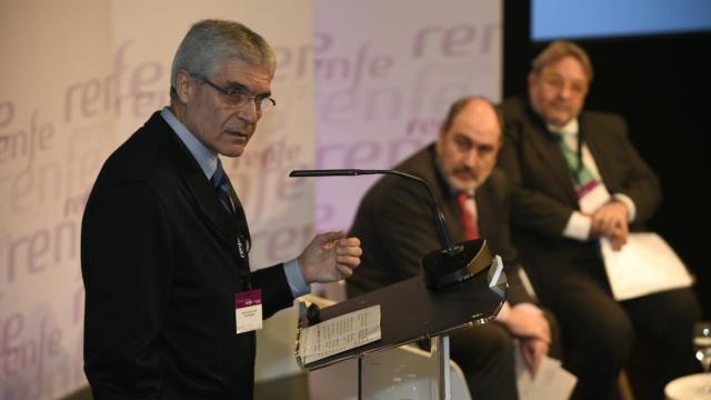 El presidente de Renfe durante la presentación a empleados del plan estratégico.