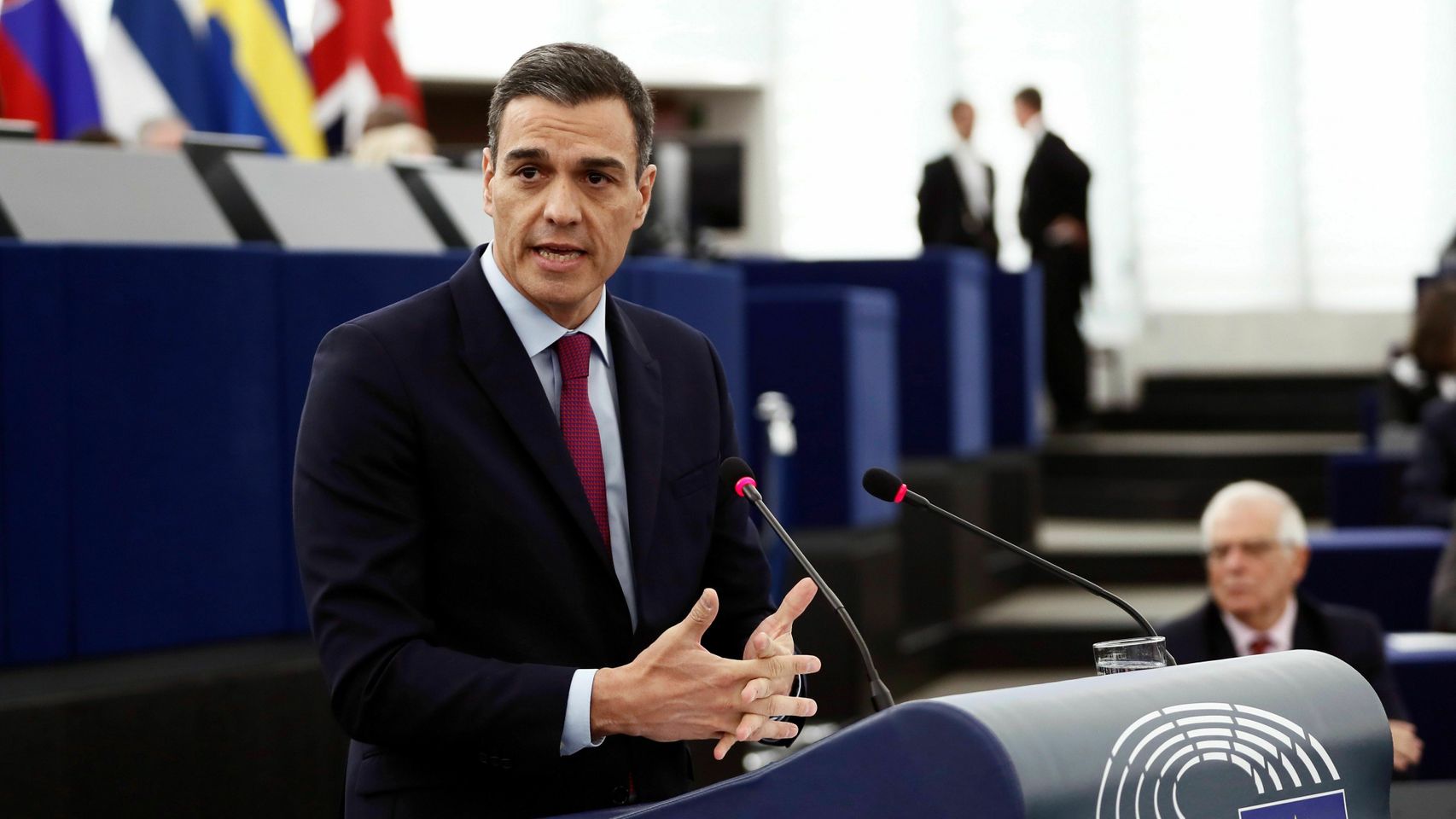 Sánchez, durante su comparecencia en la Eurocámara