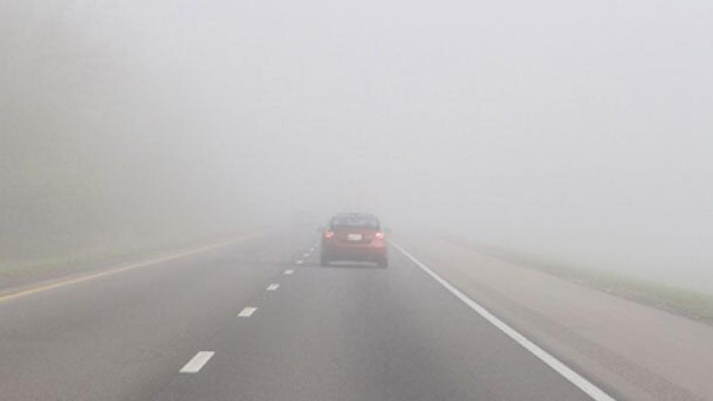 Carretera de Castilla y León con niebla