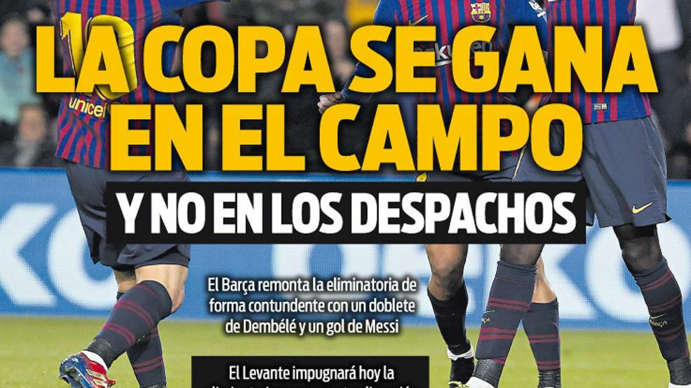 La portada del diario SPORT (18/01/2019)