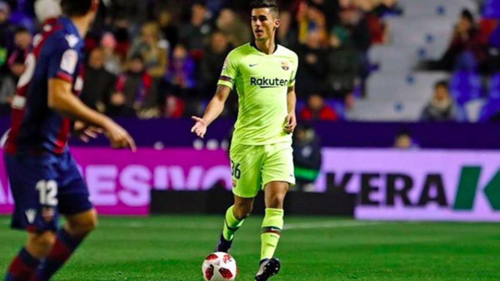 Chumi, durante el Levante - FC Barcelona. Foto: Instagram (@movijuan)