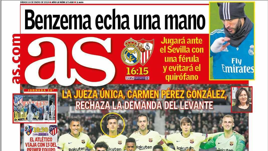 Portada del diario AS (19/01/2019)