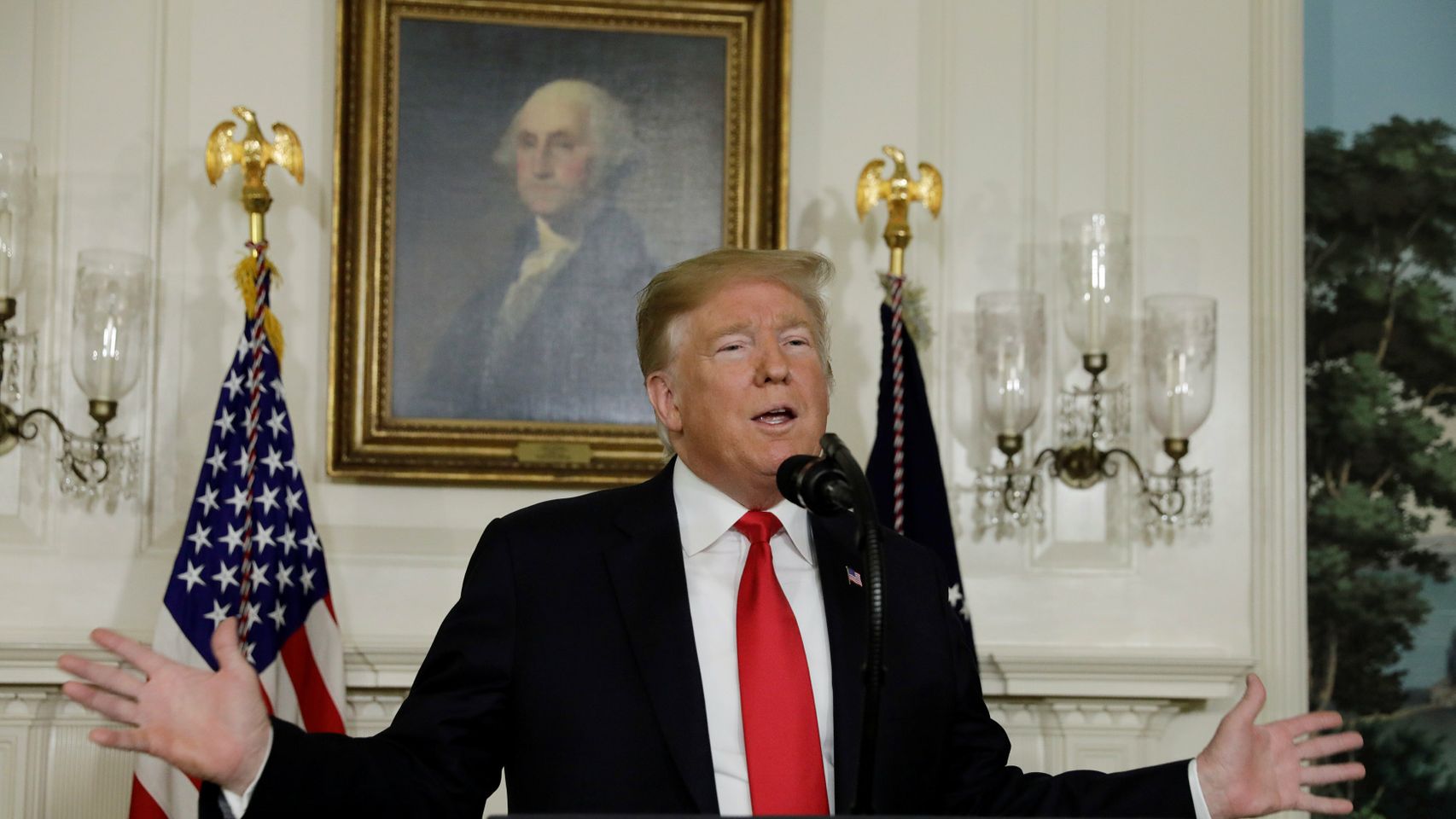Donald Trump, en la Sala Diplomática de la Casa Blanca, en Washington.