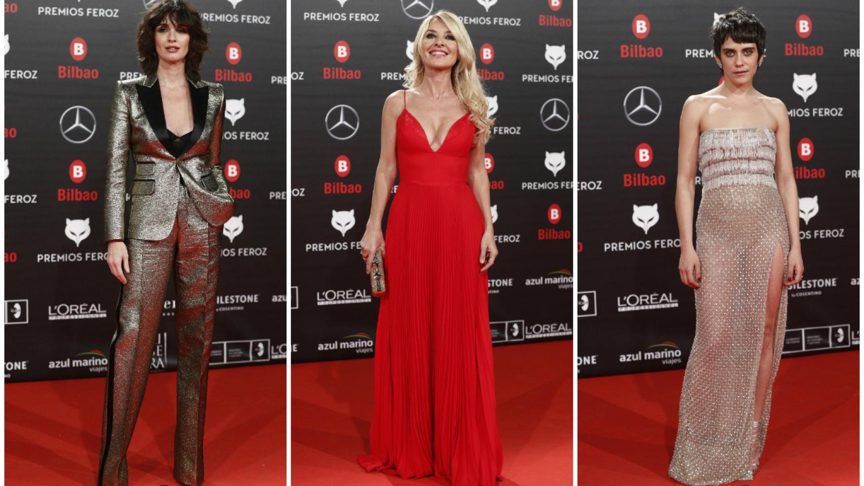 Paz Vega, Cayetana Guillén Cuervo y María León, en el 'photocall' de los Feroz.