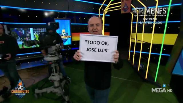 Juanma Rodríguez entra al plató de El Chiringuito. Foto: Twitter (@elchiringuitotv)