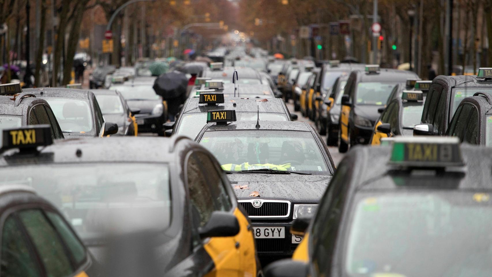 Los taxistas colapsan Barcelona.