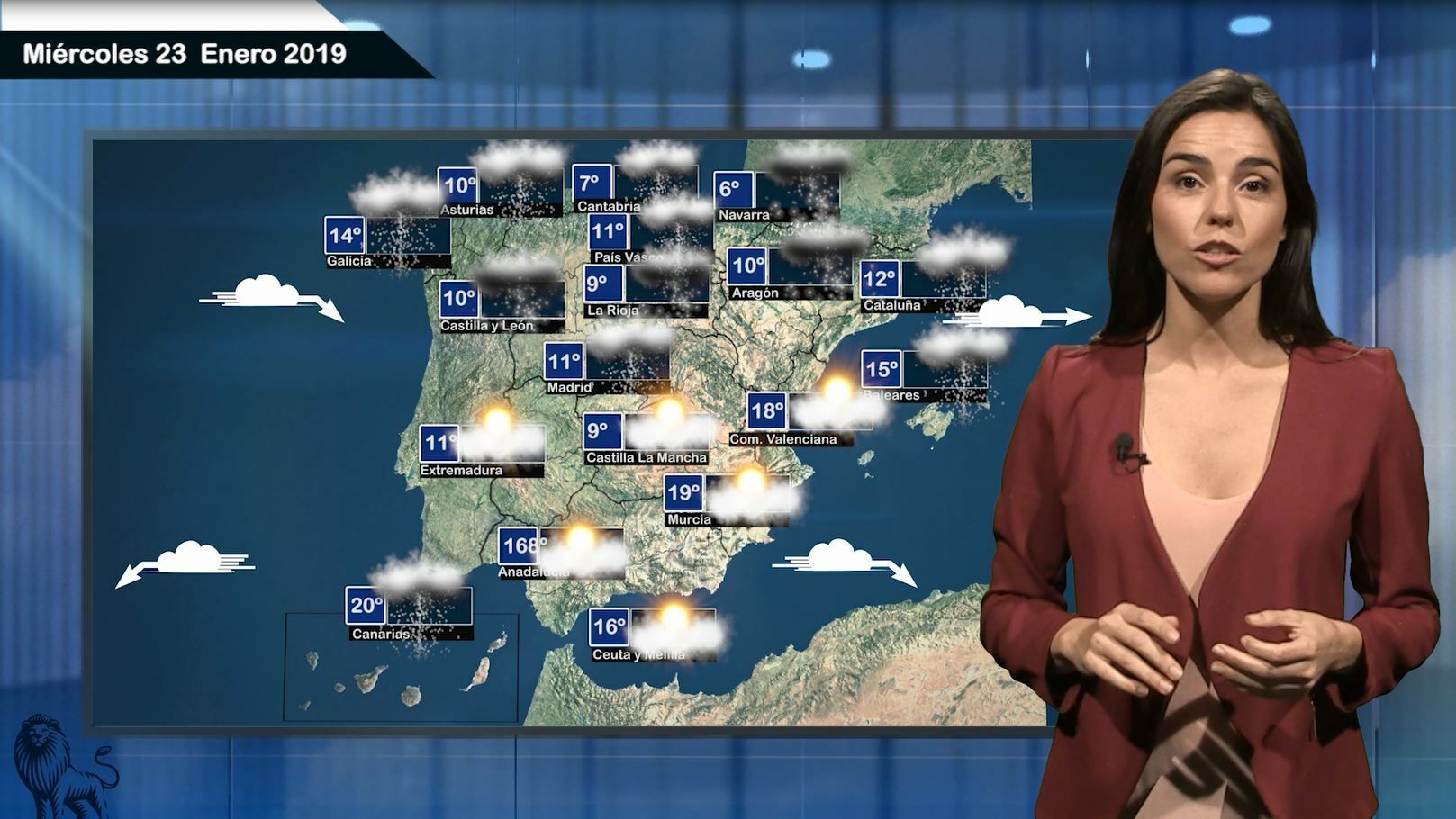 Fotograma de la previsión del tiempo del miércoles 23 de enero de 2019