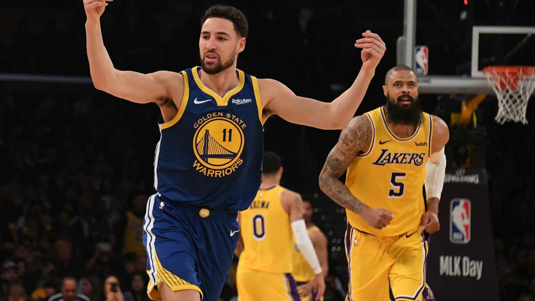 Thompson iguala el récord de triples y los Warriors ganan a los Lakers