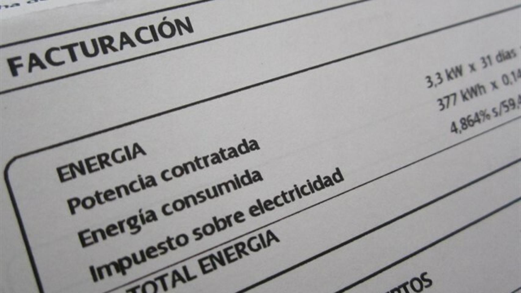 Imagen de una factura de la luz.