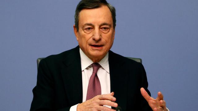 El presidente del BCE, Mario Draghi, durante la rueda de prensa