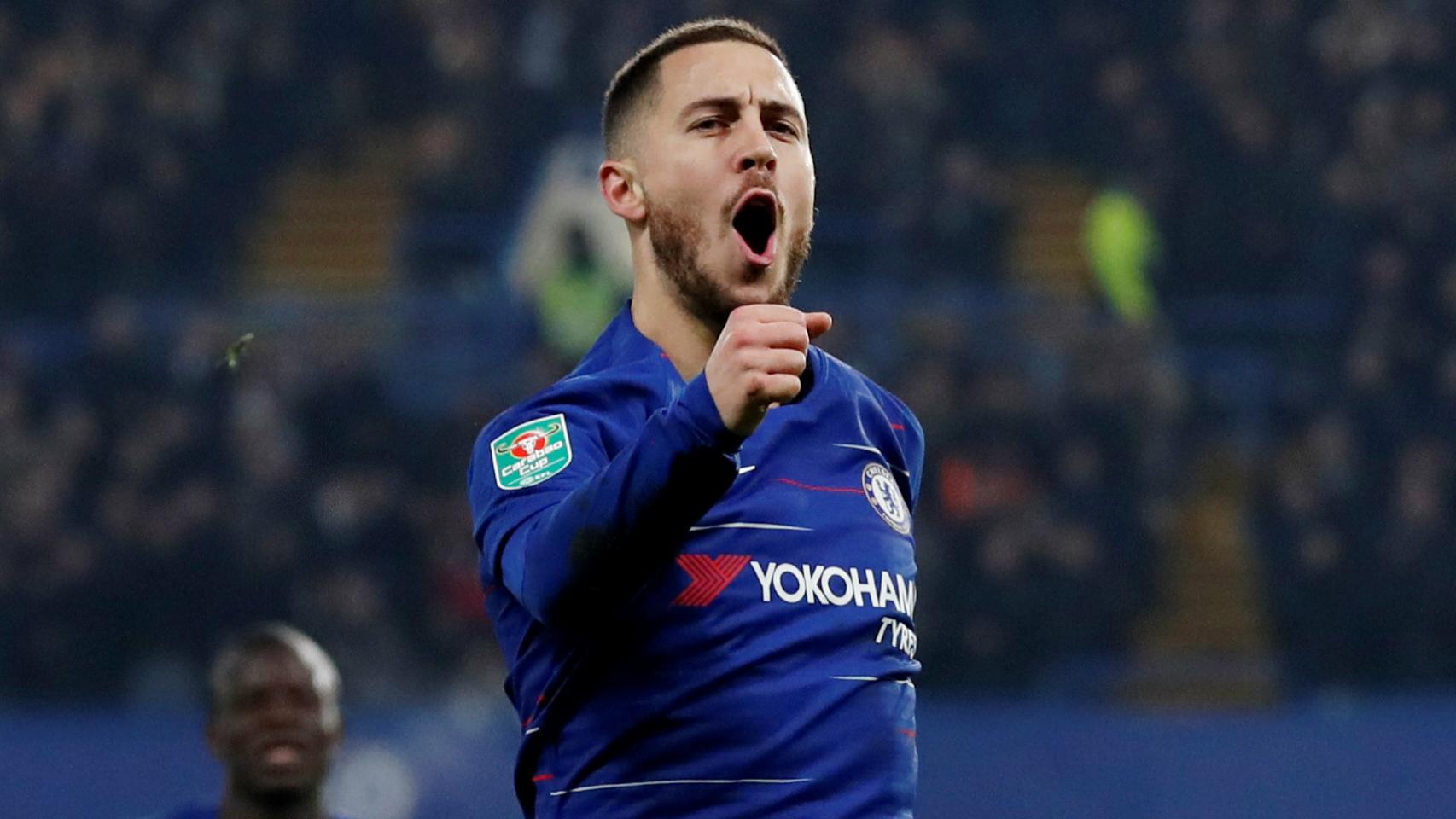 Hazard celebra un gol con el Chelsea