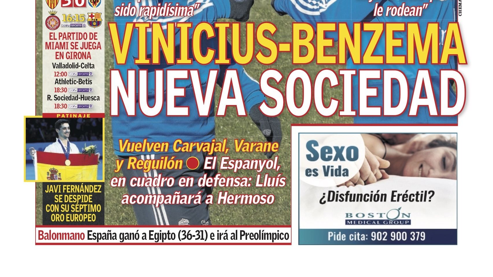 La portada del diario AS (27/01/2019)